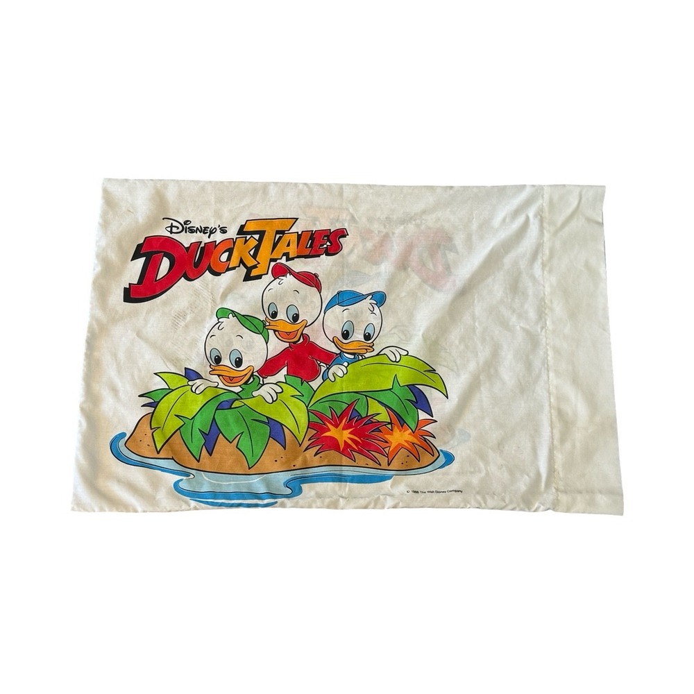 Vintage 1986 Disney DuckTales Pillowcase Huey Dewey Louie White Standard Size